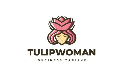 美丽的郁金香女人标志模板
