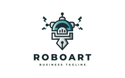 Modelo de logotipo de arte de robô inteligente