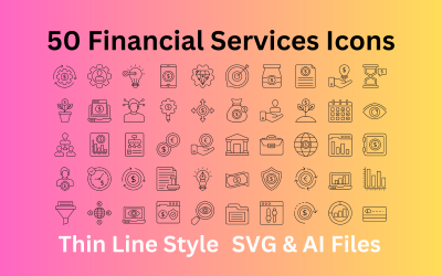 Набор иконок финансовых услуг: 50 контурных иконок - файлы SVG и AI