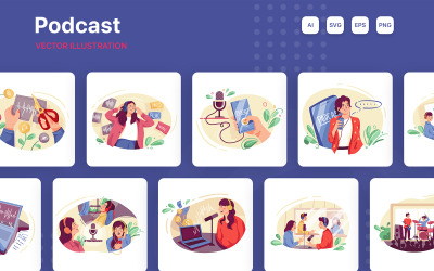 Pack d&amp;#39;illustrations audio et podcast M255_