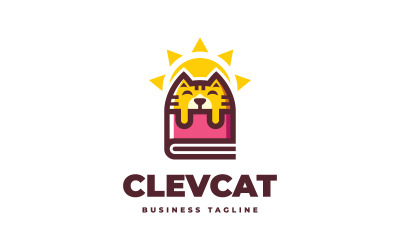 Шаблон логотипа Genius &amp;amp; Clever Cat