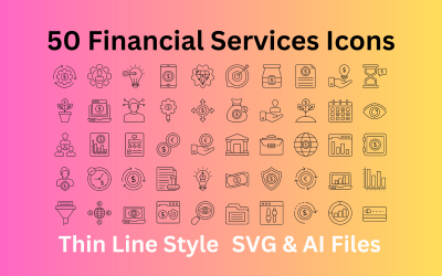 Set di icone di servizi finanziari 50 icone di contorno - file SVG e AI