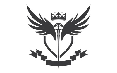 Wing sword and crown king lord logo icon v60