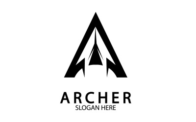 Logotipo de plantilla de icono de lanza de arquero v7