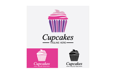 Vettore dell&amp;#39;icona del logo dell&amp;#39;alimento cupcake v1