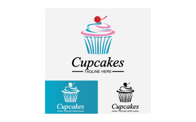 Cupcake food logo icon vector v24