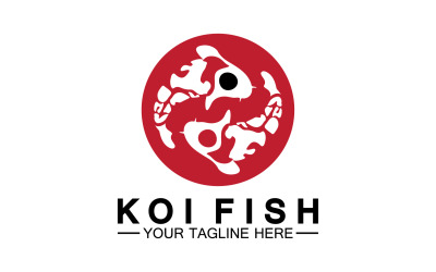 Fisch Koi schwarz und rot Symbol Logo Vektor v50