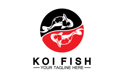Fish koi black and red icon logo vector v45