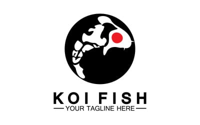 Fish koi black and red icon logo vector v46