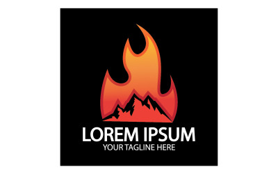 Dağ ve ateş logo vektör v14
