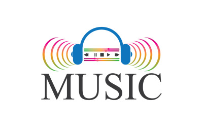 Logotipo del icono de reproducción de notas musicales v5