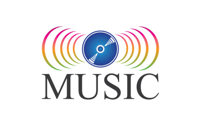 Logotipo del icono de reproducción de notas musicales v6