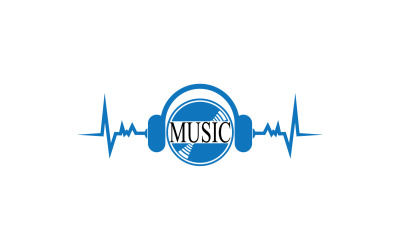Music note play icon logo v3