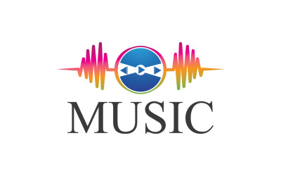 Music note play icon logo v4