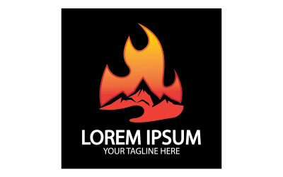 Vettore logo montagna e fuoco v16