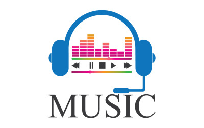 Logotipo del icono de reproducción de notas musicales v9