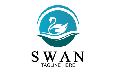 Plantilla vectorial del logotipo del icono del animal cisne v21