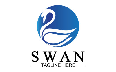 Plantilla vectorial del logotipo del icono del animal cisne v23