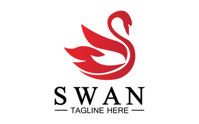 Plantilla vectorial del logotipo del icono del animal cisne v3