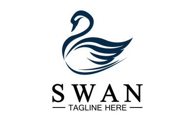 Plantilla vectorial del logotipo del icono del animal cisne v5