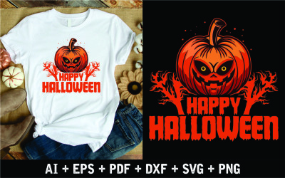 Feliz Halloween con diseño de camiseta de araña y red.