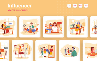 M284_ Paquete de ilustraciones de influencers