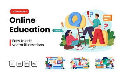 M294_ Pacote de ilustrações de educação on-line