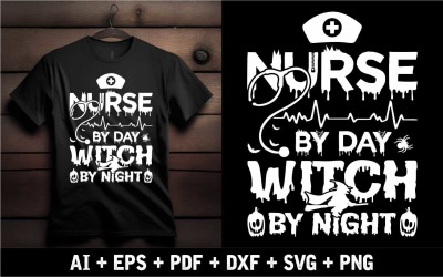 Медсестра днем Ведьма ночью Дизайн для Хэллоуина