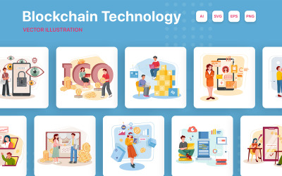 Pacote de ilustração da tecnologia Blockchain M288_