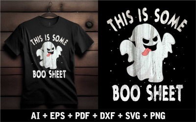 Questo è il design di una maglietta di Halloween con un foglio di Boo