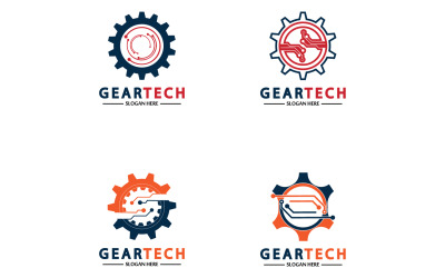 Gear Tech ikon vektor logotyp v56
