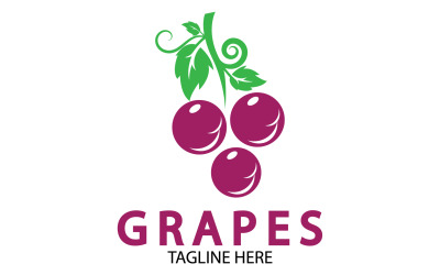Logotipo de icono fresco de frutas de uva v14