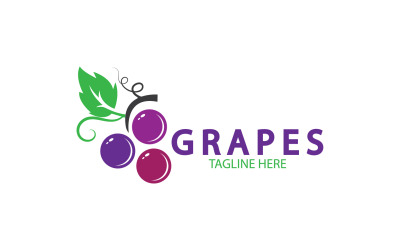 Logotipo de icono fresco de frutas de uva v30