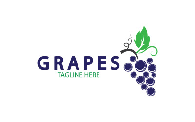 Logotipo de icono fresco de frutas de uva v33