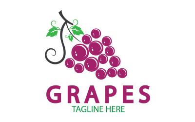 Logotipo de icono fresco de frutas de uva v34
