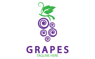 Logotipo de icono fresco de frutas de uva v42