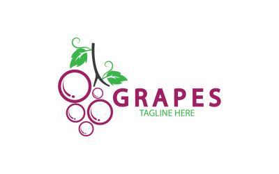 Logotipo de icono fresco de frutas de uva v45