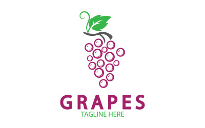 Logotipo de icono fresco de frutas de uva v53