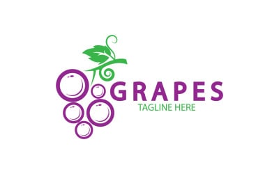 Logotipo de icono fresco de frutas de uva v55