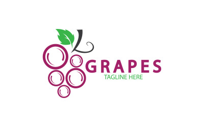 Logotipo de icono fresco de frutas de uva v56