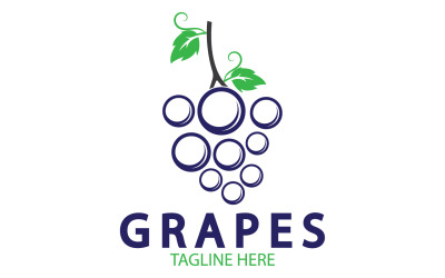 Logotipo de icono fresco de frutas de uva v64