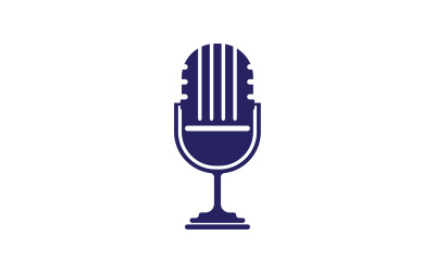 Logotipo de plantilla vectorial de icono de podcasat de micrófono v10