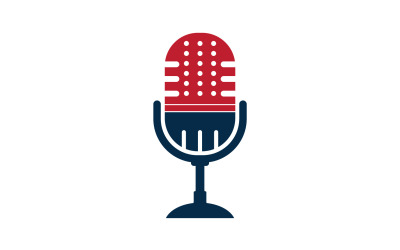 Logotipo de plantilla vectorial de icono de podcasat de micrófono v15