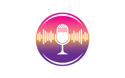 Logotipo de plantilla vectorial de icono de podcasat de micrófono v28