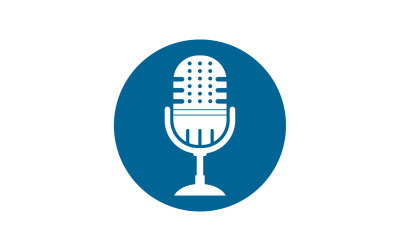 Logotipo de plantilla vectorial de icono de podcasat de micrófono v30
