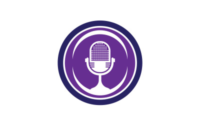 Logotipo de plantilla vectorial de icono de podcasat de micrófono v33