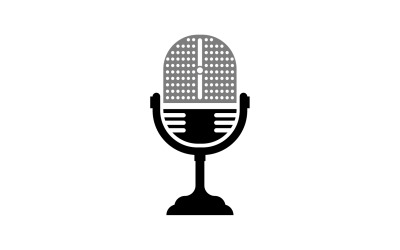 Logotipo de plantilla vectorial de icono de podcasat de micrófono v5