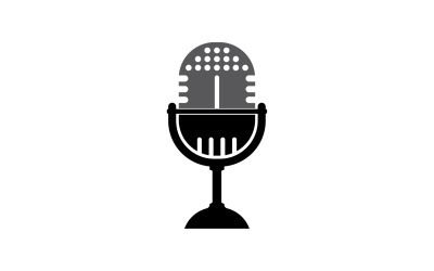 Logotipo de plantilla vectorial de icono de podcasat de micrófono v6