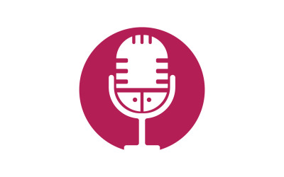 Mikrofon podcasat simge vektör şablonu logosu v31