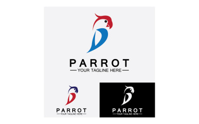 Vettore del logo della testa del pappagallo dell&amp;#39;uccello v13